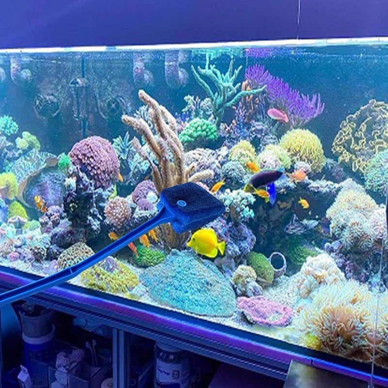 AOODOOM 3 PCS Double-Sided Aquarium Fish Tank Algae Cleaning Brush with Non-Slip Handle, Sponge Scrubber Cleaner for Glass Aquariums and Home Kitchen - Image 2